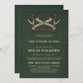  Rustische Hatchets Bachelor Party Kaart (Voorkant / Achterkant)