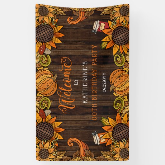 Rustische Herfst | Autumn Birthday Party Welcome B Spandoek (Verticaal)