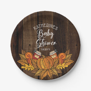 Rustische Herfst   Autumn Pumpkin  Baby shower ach Papieren Bordje