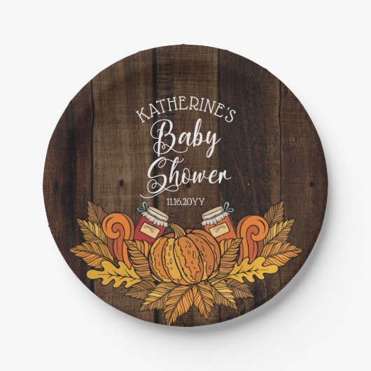 Rustische Herfst | Autumn Pumpkin |Baby shower ach Papieren Bordje (Voorkant)