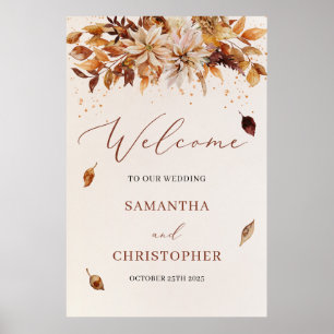 Rustische Herfst en herfst florale bruiloft welkom Poster