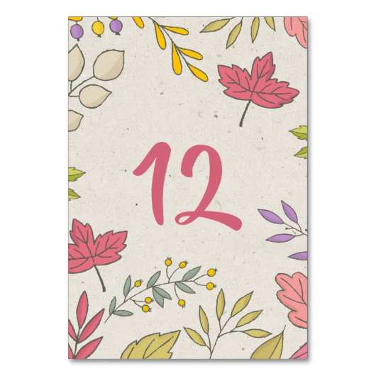 Rustische Herfst Floral Autumn Table Number Kaart (Voorkant)