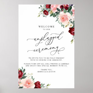 Rustische Herfst Floral Unplugged Ceremony Wedding Poster