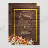 Rustische Herfst Floral Wedding Kaart (Voorkant / Achterkant)