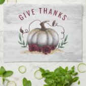 Rustische Herfst geeft Bedankt pompoen Theedoek (Gevouwen)