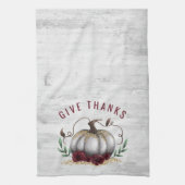 Rustische Herfst geeft Bedankt pompoen Theedoek (Verticaal)