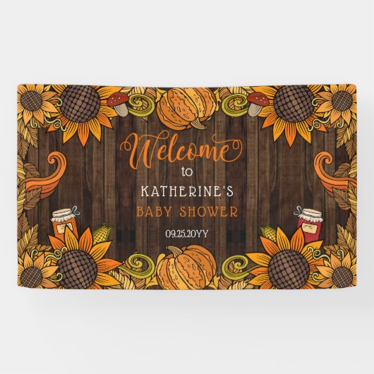 Rustische Herfst | Herfst Baby shower Welkom Spandoek (Horizontaal)