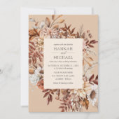 Rustische Herfst herfst Floral Leaves Wedding Kaart (Voorkant)