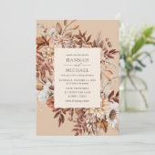 Rustische Herfst herfst Floral Leaves Wedding Kaart (Staand voorkant)
