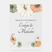 Rustische Herfst herfst White, Oranje pompoenen br Acryl Bord (Voorkant)