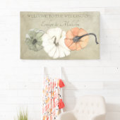 Rustische Herfst herfst White, Oranje pompoenen br Spandoek (Insitu)