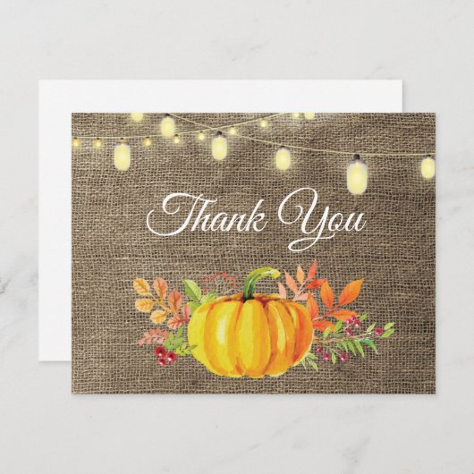 Rustische Herfst Pumpkin Autumn - Hartelijk dank Bedankkaart (Voorkant / Achterkant)