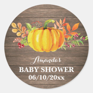 Rustische Herfst Pumpkin Baby shower Dank u Ronde Sticker