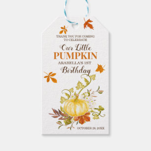 Rustische Herfst Pumpkin Bedankt voor de verjaar Cadeaulabel