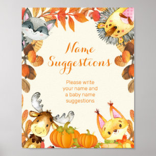 Rustische Herfst Pumpkin Dierennaam Suggestions. Poster