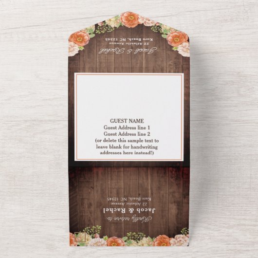 Rustische Herfst Pumpkin Jar Lights Wedding All In One Uitnodiging (Buitenkant)