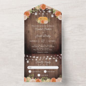 Rustische Herfst Pumpkin Jar Lights Wedding All In One Uitnodiging (Binnen)