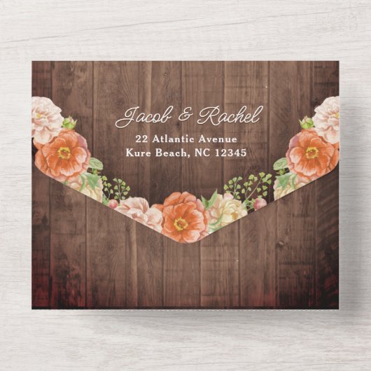 Rustische Herfst Pumpkin Jar Lights Wedding All In One Uitnodiging (Achterkant)