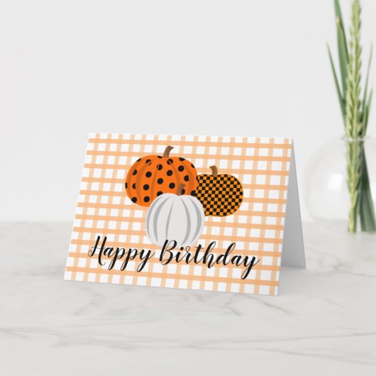 Rustische Herfst Pumpkins Happy Birthday Greeting Kaart (Voorkant)