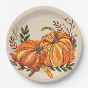Rustische Herfst Pumpkins Papieren Bordje