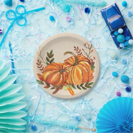 Rustische Herfst Pumpkins Papieren Bordje (Feest)