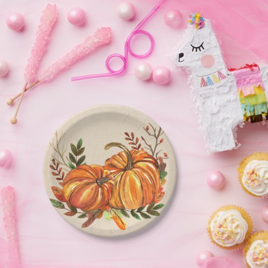 Rustische Herfst Pumpkins Papieren Bordje (Feest)