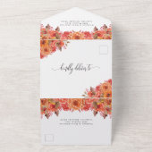 Rustische Herfst Terracotta Floral herfst Wedding All In One Uitnodiging (Buitenkant)