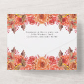 Rustische Herfst Terracotta Floral herfst Wedding All In One Uitnodiging (Achterkant)