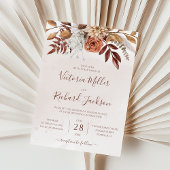 Rustische Herfst Terracotta Florals Wedding Kaart