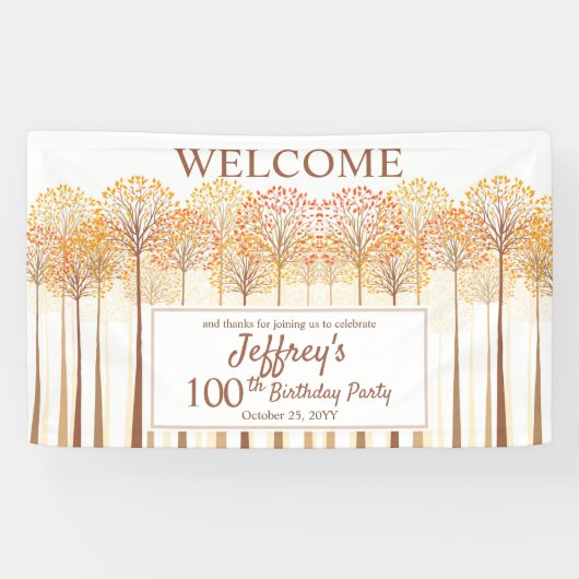 Rustische Herfst Trees Terracotta 100th Birthday P Spandoek (Horizontaal)
