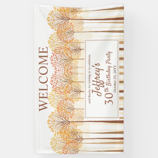 Rustische Herfst Trees Terracotta 30th Birthday Pa Spandoek (Verticaal)