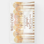 Rustische Herfst Trees Terracotta 50th Birthday Pa Spandoek (Verticaal)