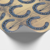 Rustische Hoefijzers met paardenschaal en schuurpl Cadeaupapier (Hoek)