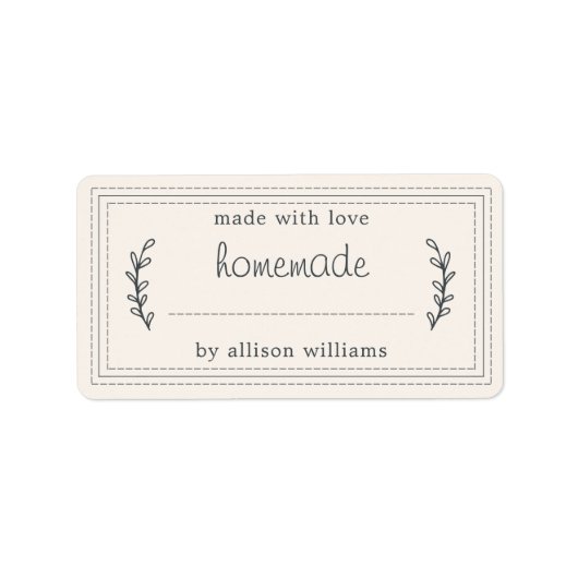 Rustische Homemade Bked Goods Jam Canning Ivory Etiket (Voorkant)