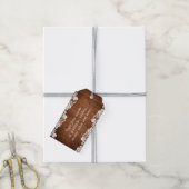 Rustische hout & witte kant baby shower cadeaulabel (Met Touw)