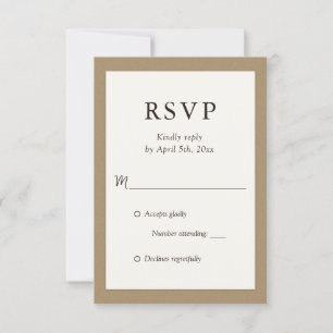 Rustische Ivory Kraft Paper Wedding RSVP-Kaarten RSVP Kaartje