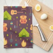 Rustische kamperpatroontenten en gitaren theedoek (Quarter Fold)