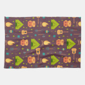 Rustische kamperpatroontenten en gitaren theedoek (Horizontaal)