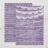 Rustische kant en Paarse houten bridal Shower Invi Kaart (Voorkant / Achterkant)