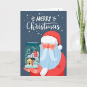 Rustische kerstman Mason Jar Town Kerstmis Kaart (Voorkant)