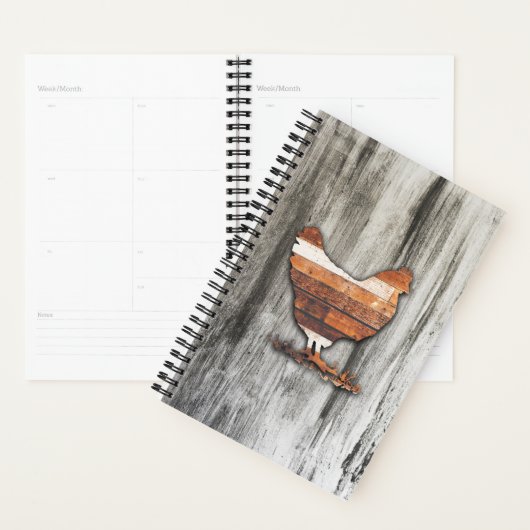 Rustische kip (bruin) planner (Display)