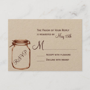 Rustische landkaart Mason Jar Wedding RSVP-kaarten RSVP Kaartje