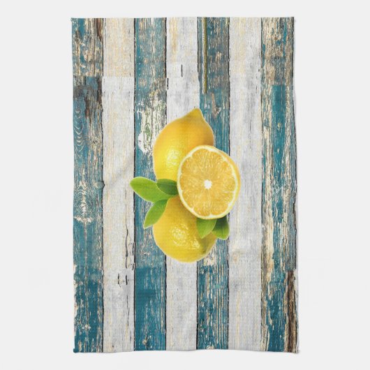 Rustische leemons (blauw) theedoek (Verticaal)