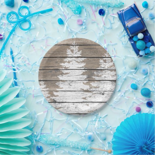 Rustische look Pines personaliseren Papieren Bordje (Feest)