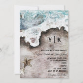 Rustische Oceaan | Beach Destination Monogram Wedd Kaart (Voorkant)