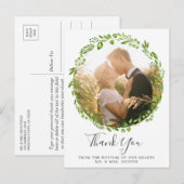 Rustische olijfbladkrans Foto Huwelijksbedankje Aankondigingskaart (Voorkant / Achterkant)