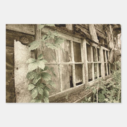 Rustische Oude Rood Band Vensters Inpakpapier Vel (Voorkant 3)