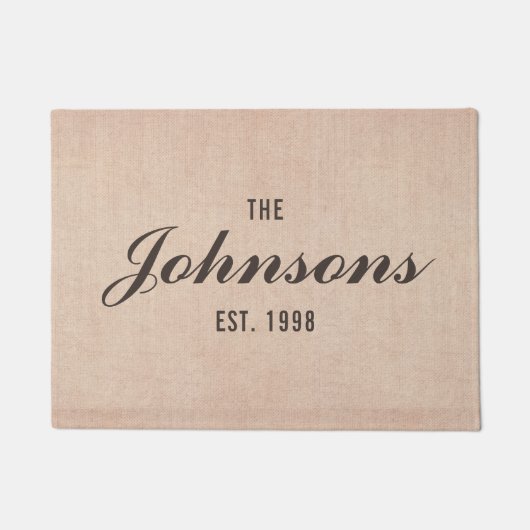 Rustische persoonlijke achternaam deurmat (Voorkant)