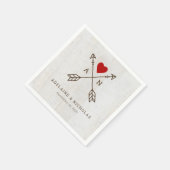 Rustische pijlen Rood Heart Wedding Servet (Hoek)