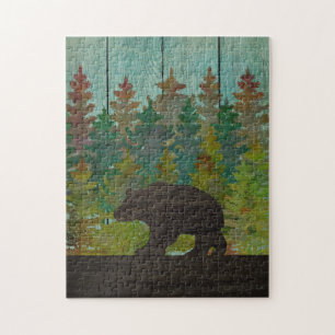 Rustische pijnbomen en Beer Legpuzzel